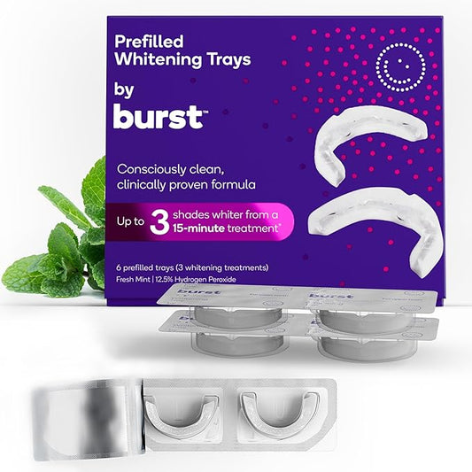 BURST Sensitive Teeth Friendly Whitening Kit | 3 Treatments with 12.5% Hydrogen Peroxide | Up to 3 Shades Whiter After First Use | Prefilled Gel Trays