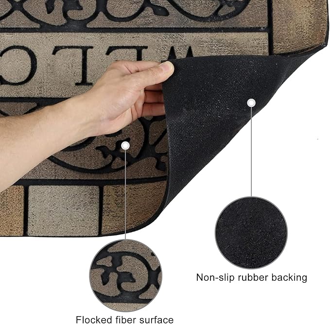 CHICHIC Entrance Door Mat Large 24 x 36 Inch Entry Way Doormat Front Door Rugs Outdoors Heavy Duty Welcome Mat, Non Slip Rubber Back Low Profile for Garage, Patio, High Traffic Area, Vine