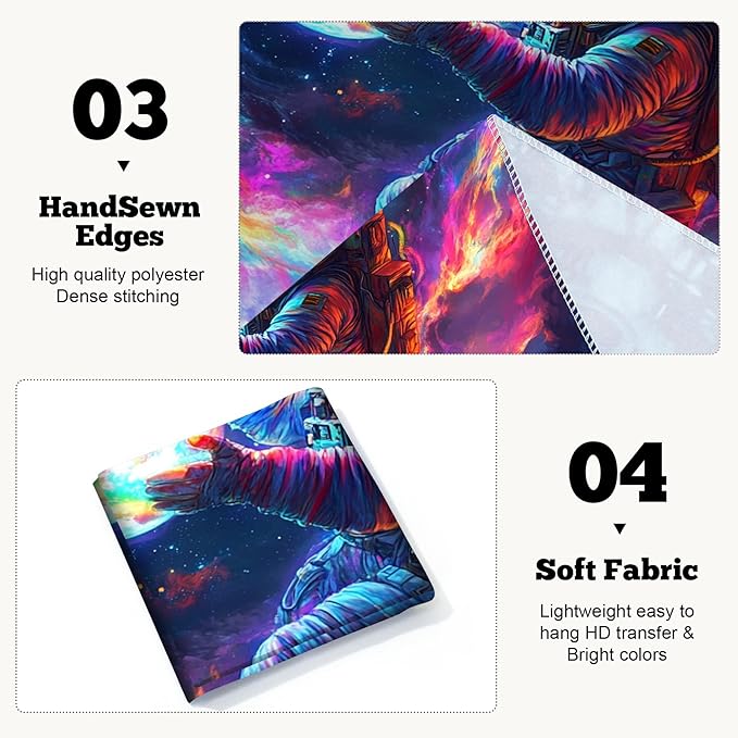 BVBOX Astronaut Space Blacklight Tapestry 79"x59", UV Reactive Floating Astronaut Iridescent Cloud Universe Galaxy Planet Glow in Dark Tapestries, Black Light Neon Upright Poster Wall Hanging Backdrop Decor for Bedroom Living Room