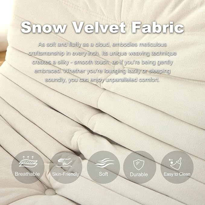 Full Foam Corner Chair – Comfortable Floor Couch for Adults, Waterproof Upholstery, Armless Fireside Lounge Chair for Living Room, Apartment, or Office (White)