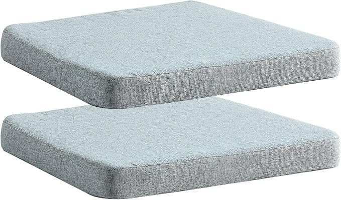 Chair Cushion for Dining Chairs with Ties Non Slip Memory Foam Kitchen Room Chair Pads 2 Pack 17x16 Inch, Light Gray