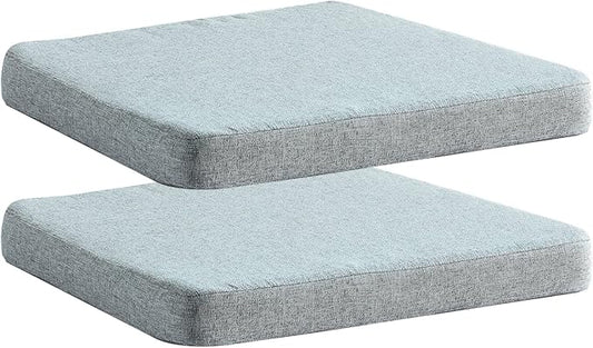 Chair Cushion for Dining Chairs with Ties Non Slip Memory Foam Kitchen Room Chair Pads 2 Pack 17x16 Inch, Light Gray