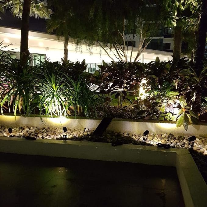 4-Spotlight Mini 50X Solar-Powered LED Spotlight (Warm White LED), Black Finish, Outdoor Garden Yard Landscape Downlight