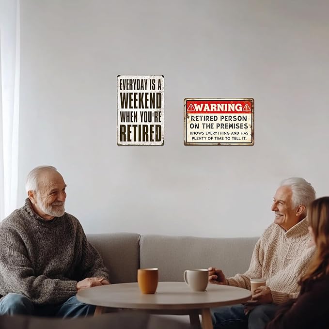 Funny Retirement Sign, Retired Gifts for Men - Happy Retirement Party Decorations for Women, Vintage Retirees Patio Metal Tin Signs Yard Door Frame Decor 8x12 Inch