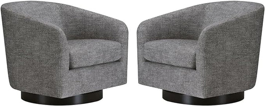 CHITA Swivel Accent Chair, FSC Certified Upholstered Fabric Barrel Chair for Living Room Set of 2, Fully Assembled, Pebble Grey