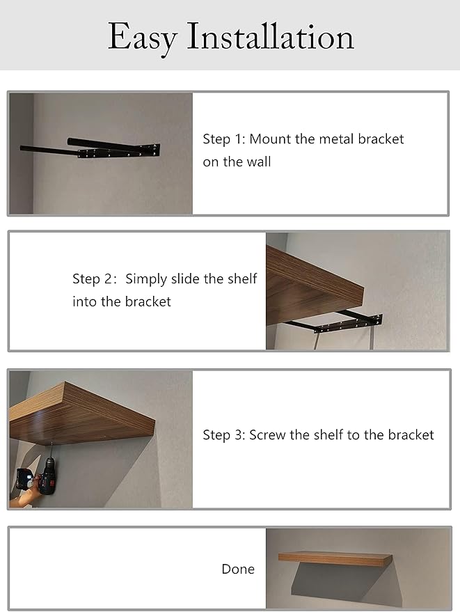 Floating Shelf, Set of 2 Wall Shelf, 30 in W x 12.75 in D x 2 in H Wooden Floating Wall Shelf with Invisible Brackets for Living Room/Bedroom/Bathroom/Kitchen Storage and Decor, Black