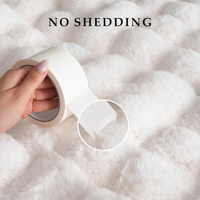 BENVWE Faux Fur Throw Blanket for Couch - Cozy Plush Fluffy Soft Thick Bubble Blanket for Living Room Home Decor - Mothers Day Birthday Gifts for Women, Cream White, 51" x 63"