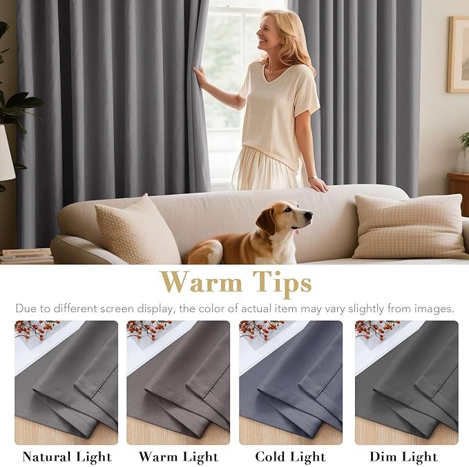 H.VERSAILTEX Blackout Grey Curtains for Bedroom/Living Room, 52" Wide x 63" Long Each Panel,Grommet Top (Set of 2 Panels)