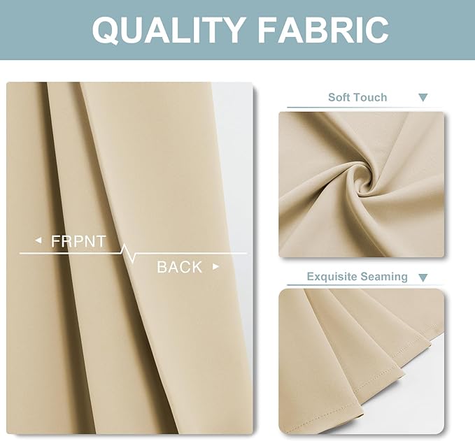 ChrisDowa Blackout Curtains 120 inches Long for Bedroom - 2 Panels Set Grommet Thermal Insulated Room Darkening Curtains for Living Room (Biscotti Beige, 52 x 120 Inch)