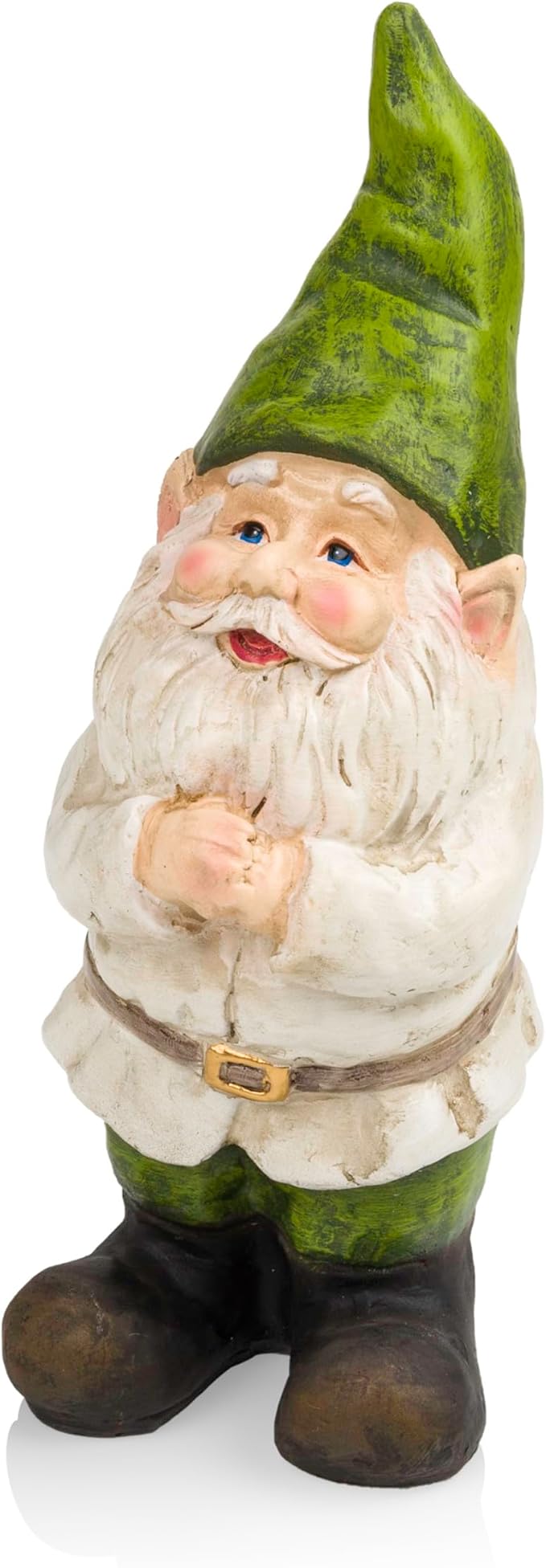 Alpine Corporation - 12" Tall Outdoor Garden Gnome Yard Statue Decoration – Playful Resin Gnome with Earthtone Colors - Durable, Weatherproof Lawn Sculpture for Patio, Deck, Yard