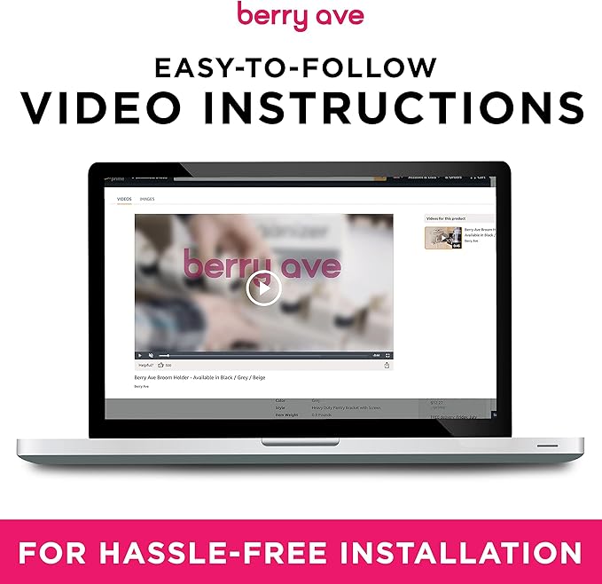 Berry Ave Broom Holder & Wall Mount Garden Tool Organizer- Kitchen, Closet, Garage & Laundry Room Storage With 5 Slots And 6 Hooks- Wall Holder For Broom, Rake & Mop Handles Up To 1.25” [Beige 2-Pack]