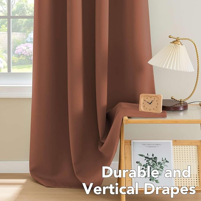 H.VERSAILTEX Room Darkening Curtains for Living Room Light Reducing Thermal Insulated Window Treatment Panels/Drapes Grommet Top 2 Panels (Washed Spice - 52 x 84 Inches)