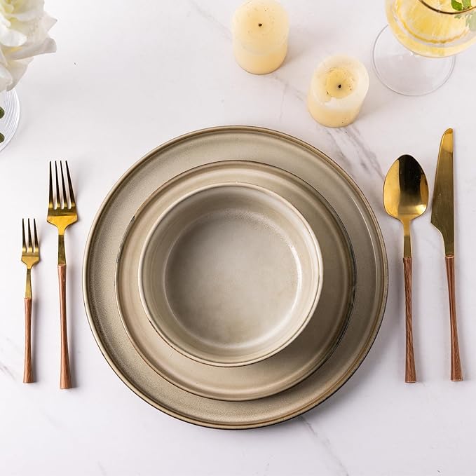 GBHOME Ceramic Dinnerware Sets for 12, 36 Pieces Stoneware Plates and Bowls Sets, Reactive Glaze Dishes -Scratch Resistant, Dishwasher&Microwave Safe