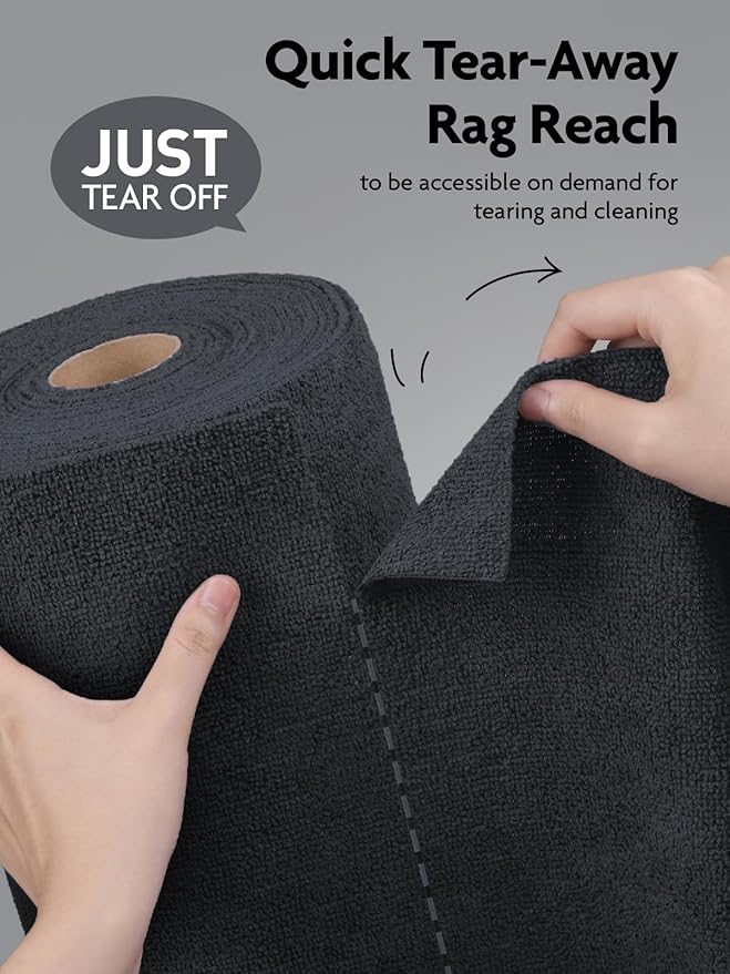 Fantasticlean Microfiber Cleaning Cloth Roll -75 Pack, Tear Away Microfiber Towels, 12" x 12", Reusable, Washable, Scratch Free, Ultra Absorbent Dish Rags for Car, Home, Garage or Shop (DimGray)