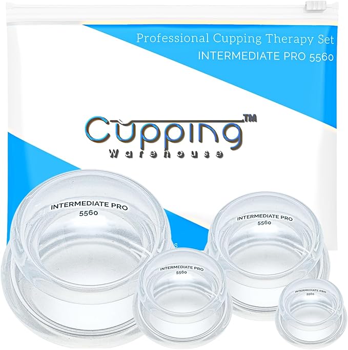 Cupping Warehouse Supreme 4 Intermediate Pro 5560 Beginner Silicone Cupping Set – 4 Cups for Body Sculpting, Massage Therapy, Pain Relief, Cellulite Reduction (S1.3, M1.6, L2.1, XL2.75)