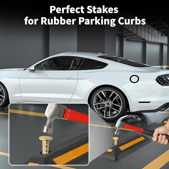 16 Inch Rebar Stakes 1/2 Inch Diameter Galvanized Steel Ground Anchors Heavy Duty Anchoring Spikes for Speed Bump, Parking Curb and Tent (10 Pack)