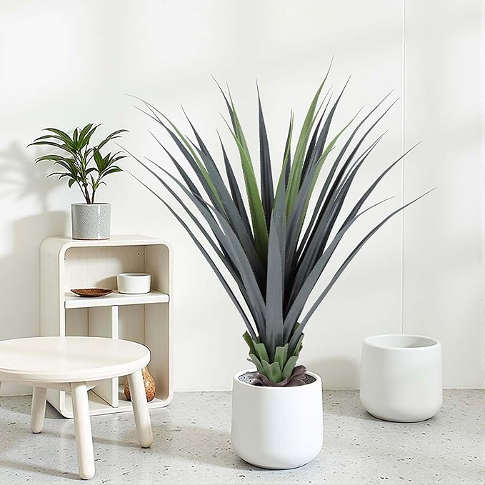 44inch Artificial Agave Plant Potted Plants Fake Agave Plant for Home Office Garden Indoor Outdoor Decoration (2PACK)
