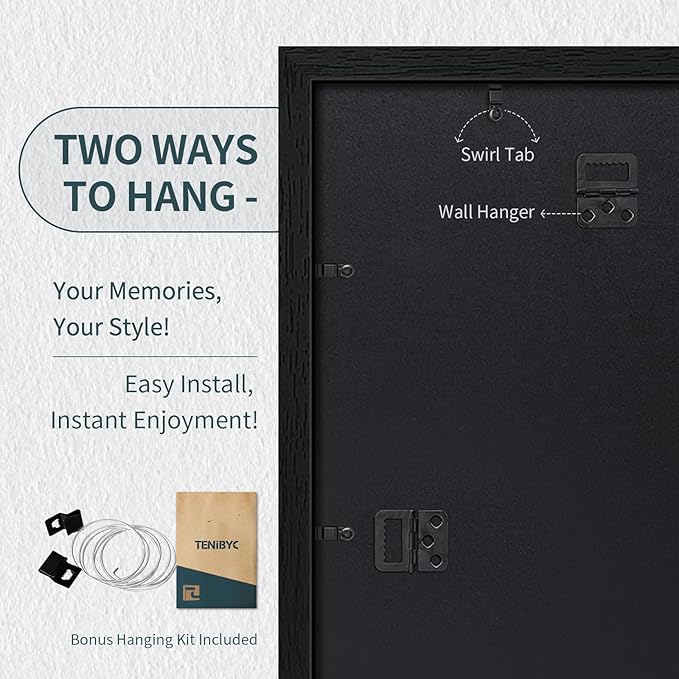 18x24 Poster Frame 3 Pack - Black Woodgrain, Solid Wood Gallery Picture Frame - Wall Hanging