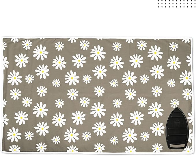 Encasa XO Ironing Mat/Pad (Large 48"x28") with 3mm Padding & Silicone Iron Rest for Steam Pressing on Tabletop or Bed - Heat Resistant, Portable, Quilting & Travel Blanket - Daisy Grey