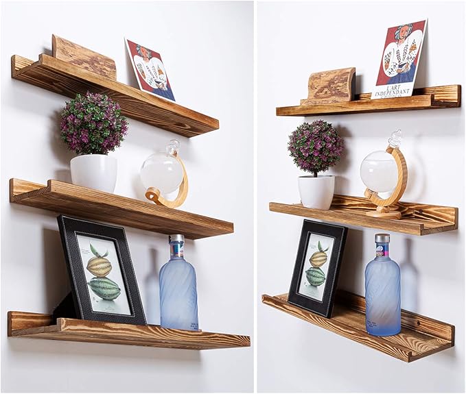 AZSKY Floating Shelves Set of 3, Picture Ledge Shelf, 24 Inches Long Large Nursery Book Shelves for Toys Storage, Kids Bookshelf Wall Mounted for Living Room Bedroom Decor Books Photo Frames