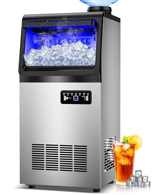 Commercial Ice Maker Machine, 110LBS/24H with 35=0LBS Storage Bin, 15" Wide Built-in Undercounter/Freestanding Ice Maker Machine for Home Bar Outdoor, 40PCS Ice Cubes Ice Machine, Self Cleaning