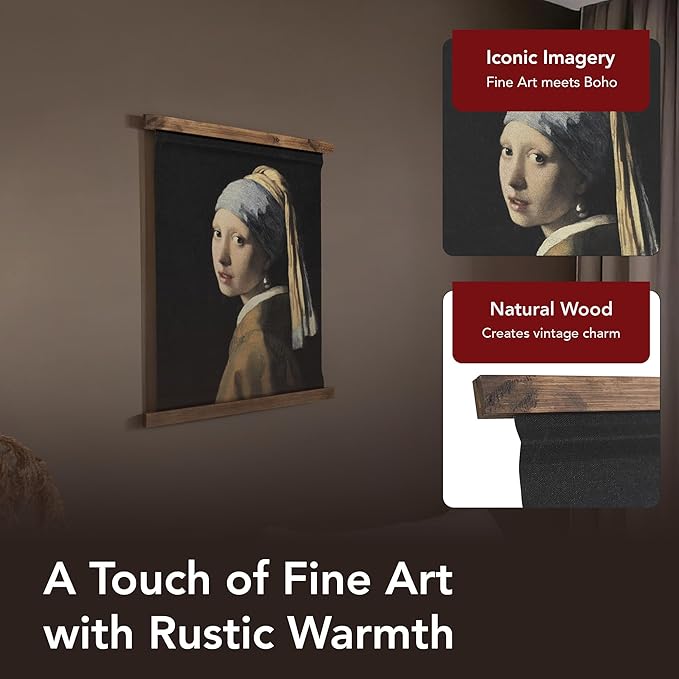 American Art Decor Girl with a Pearl Earring Tapestry Vintage Hanging Canvas Wall Art by Johannes Vermeer