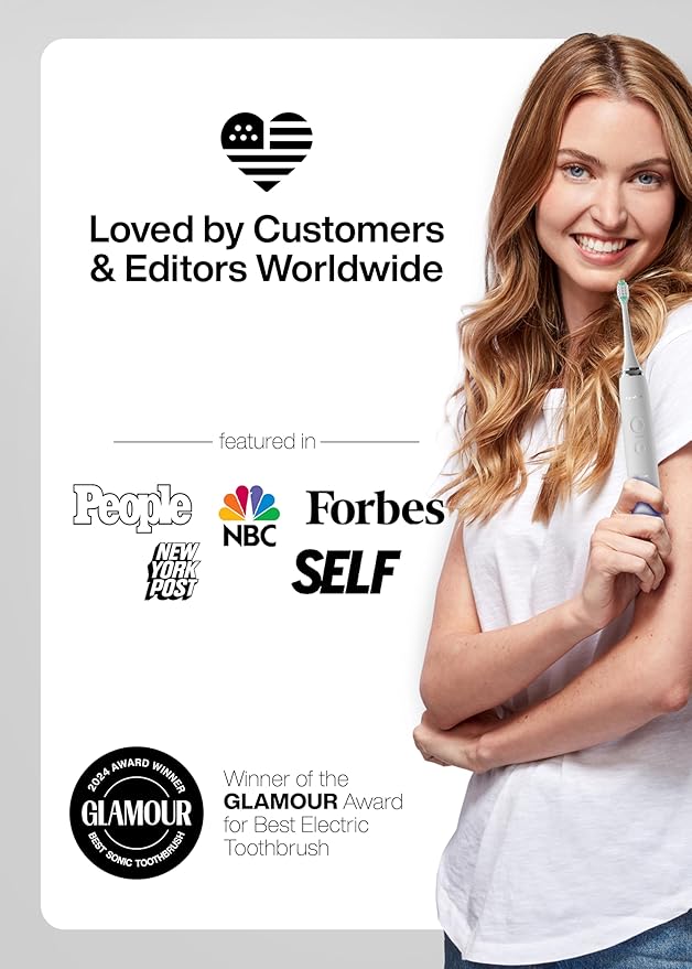 Aquasonic Vibe Series Ultra-Whitening Toothbrush – ADA Accepted Electric Toothbrush - 8 Brush Heads & Travel Case – 40,000 VPM Motor & Wireless Charging - 4 Modes w Smart Timer – Optic White