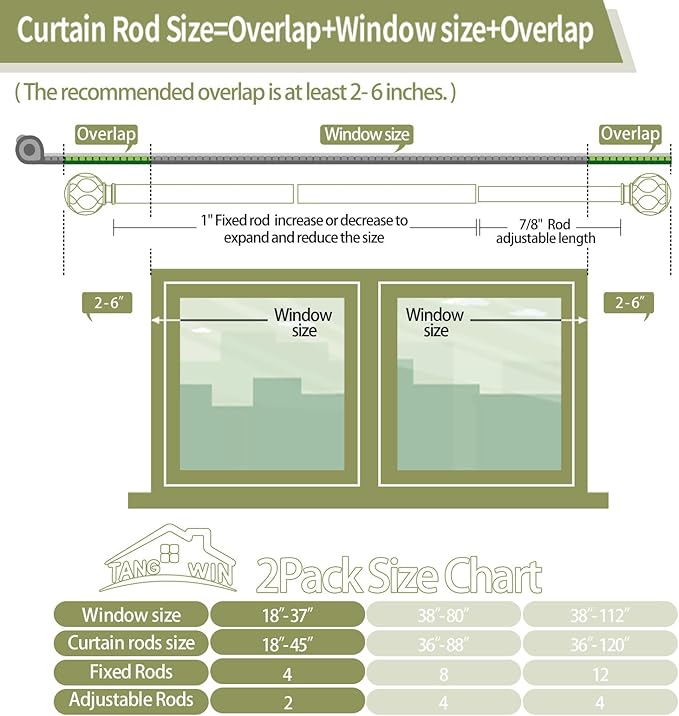 Bronze Farmhouse Curtain Rods for Windows:Heavy Duty Adjustable Curtain Rod for Bedroom Living Room,Boho Decorative Rustic Drapery Rods with Vintage Coastal Finial,Antique Bronze 2 Pack 18-45"