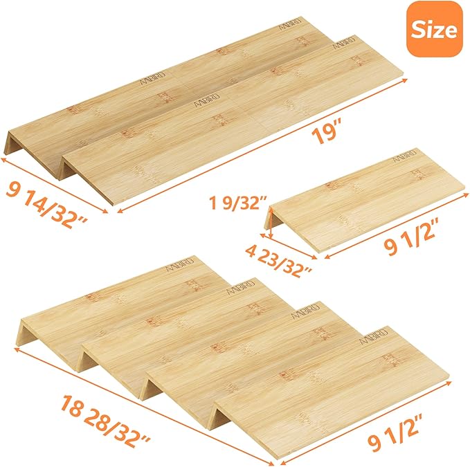 AMBIRD Bamboo Spice Drawer Organizer with Non-slip Mat,4 Tier Jar Spice Rack Tray 9.5'',Seasoning Organizer for Kitchen,Cabinet,Drawers,Countertop