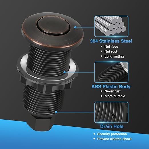 Garbage Disposal Air Switch Kit, UL Certified Professional Garbage Disposal Switch Button Power Module, Sink Top Waste Disposer On/Off Switch