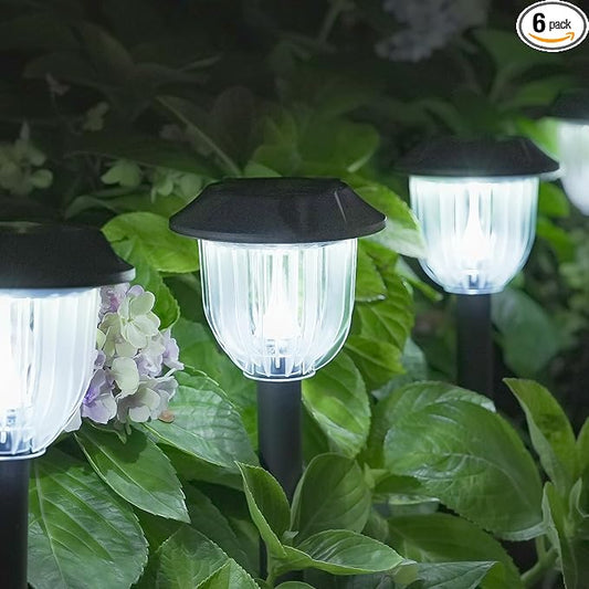 AOSEA LED Solar Lights for Outside,12000K 6 Pack Solar Lights Outdoor IP65 Waterproof,Landscape Lighting,Garden Decorative for Yard,Patio,Landscape,Pathway,Sidewalk,Driveway,Lawn (Cold White)