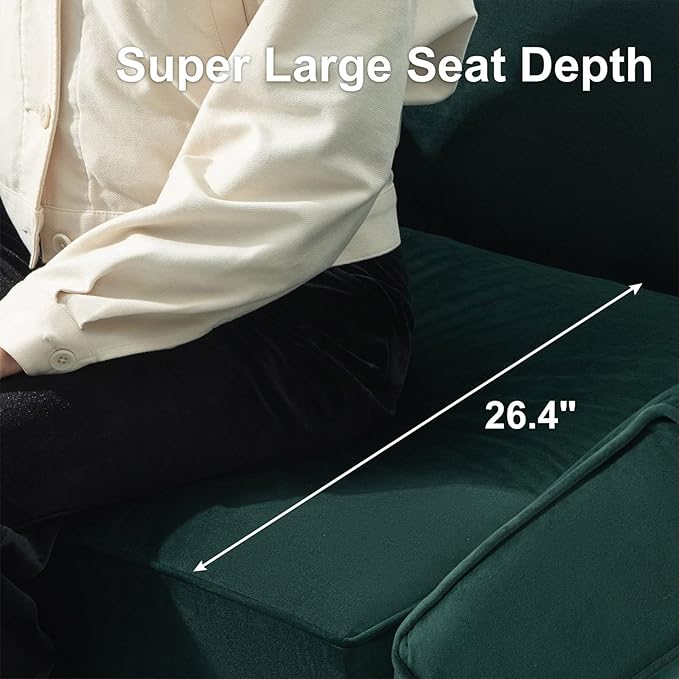 Belffin Modular Velvet Sectional Sofa with Chaise Lounge Sectional Sleeper Sofa with Storage Chaise Bed Couch for Living Room Green