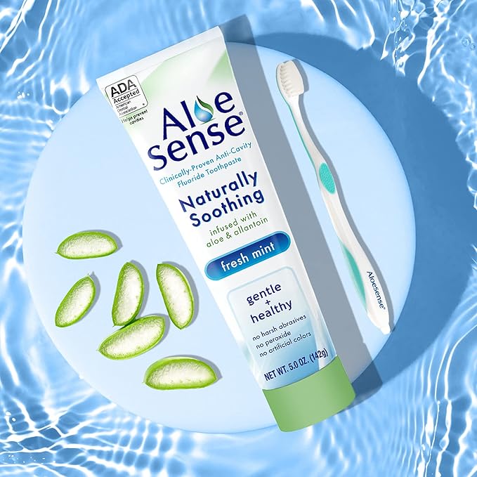 Fluoride Toothpaste, Naturally Soothing Toothpaste Sensitive Teeth and Gum Care with Aloe Vera, Allantoin & Fresh Mint Flavor, Gentle & Natural Toothpaste, ADA Approved (5-oz, 1 Count)