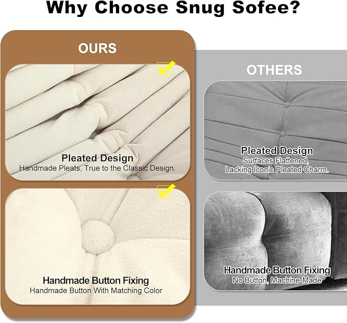 Bean Bag Chair for Adults, Lazy Floor Sofa Couch - Adult Size with Soft Waterproof Fabric for Living Room, Apartments, Reading Corner, Gaming, and Movie Venue (White)