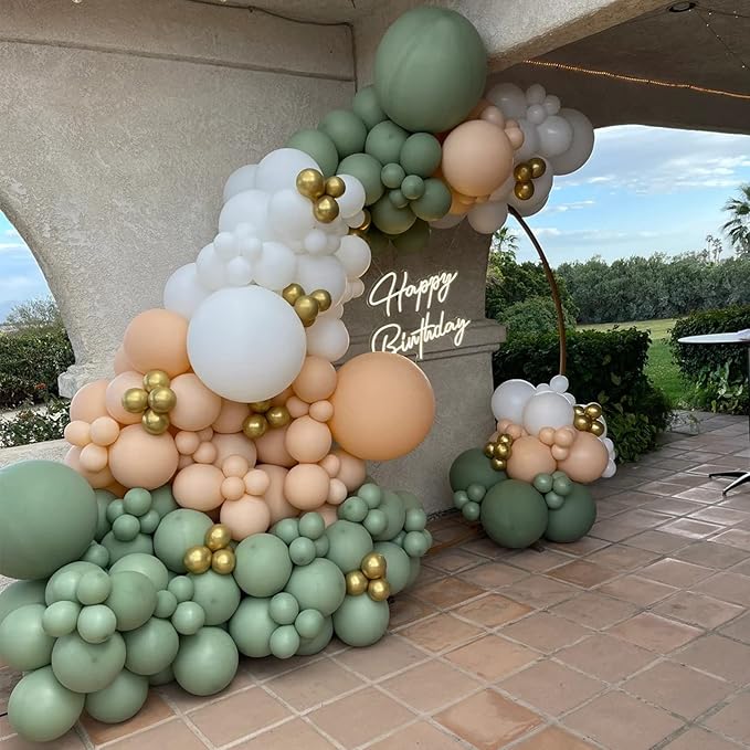 130pcs Sage Green Balloons Different Sizes 18" 12" 10" 5" Olive Green Balloons for Birthday Graduation Baby Shower Wedding Anniversary New Year Party Decorations