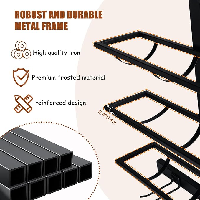 10 Bottle Wall Mount Wine Rack with Wine Glass Holder, Metal Wine Wall Rack, Wall Racks for Wine Bottles Display and Storage, Hanging Bottle Organizer for Living Dining Room Wine Cellar Bar (Black)