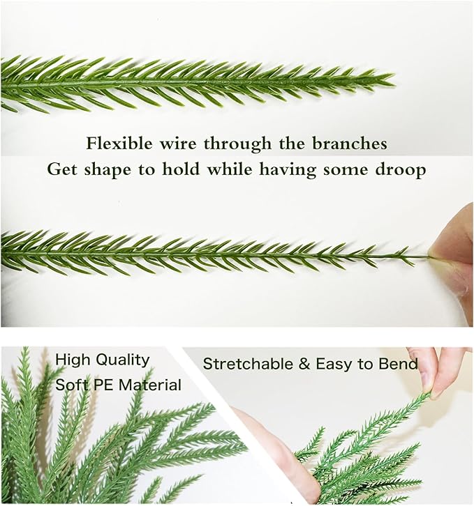 2PCS 9FT Christmas Garland Norfolk Pine Garland Real Touch Artificial Greenery Garland for Mantle Fireplace Table Indoor Outdoor Decor (Full)