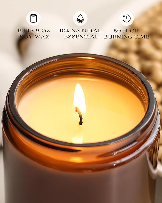 AOOVOO Pumpkin Spice Candles - 9 oz Scented Candles, Aromatherapy Candle, Soy Candle for Home Scented