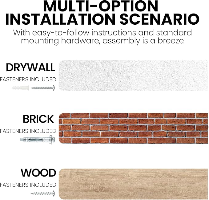 55 Inch Floating Shelves for Wall, Elm Wood Floating Shelves for Home Décor, Wall-Mounted Display Shelves with Heavy-Duty Bracket, Live Edge Long Floating Shelf for Kitchen, Living Room, Natural