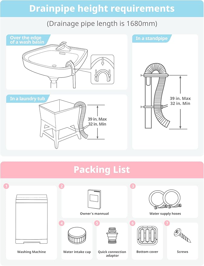 COMFEE’ 1.6 Cu.ft Portable Washing Machine, 11lbs Capacity Fully Automatic Compact Washer with Wheels, 6 Wash Programs Laundry Drain Pump, Ideal for Apartments, RV, Camping, Magnetic Gray