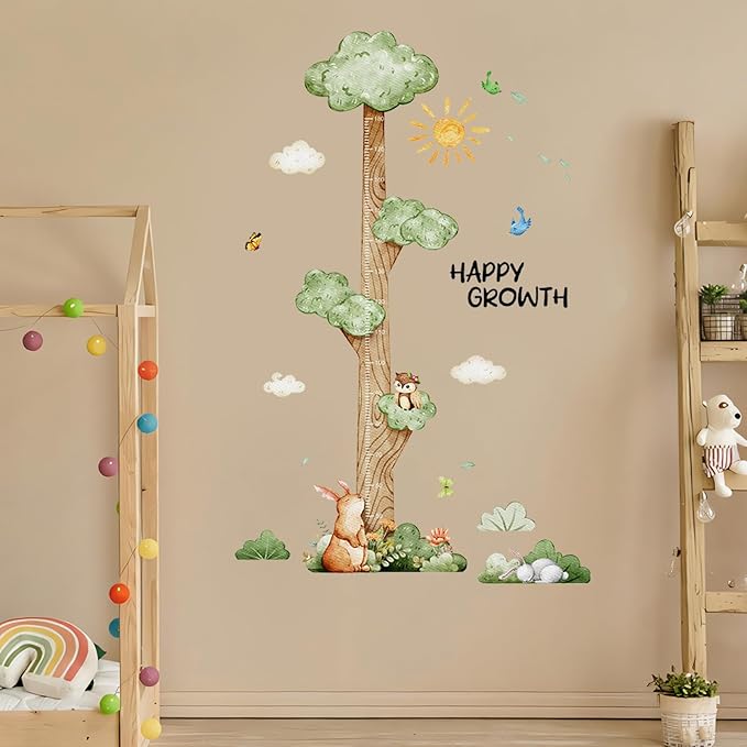3D Cartoon Height Chart for Kids, DIY Growth Stickers, Removable Height Wall Chart for Kids Nursery, Bedroom, Bathroom