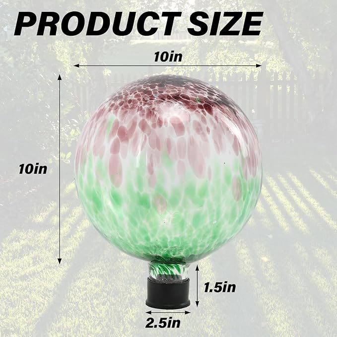 Gazing Ball 10 Inch Glass Reflective Garden Globe Outdoor Gazing Globe Sphere Yard Ornament for Garden Yard Home Outdoor Decoration Gift for Women (Green)