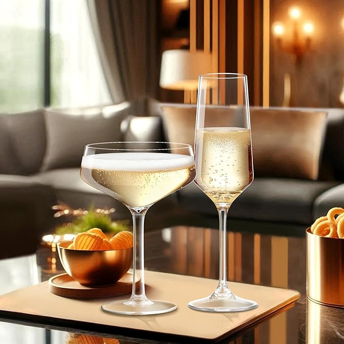 Amazing Abby - Stella - 8-Ounce Unbreakable Tritan Champagne Flutes (Set of 6), Plastic Wine Glasses, Reusable, BPA-Free, Dishwasher-Safe, Perfect for Poolside, Outdoors, Camping, and More