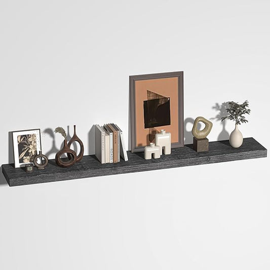 Floating Shelves for Wall, USA-Sourced Fir Wood 55 Inch Wall Shelves Set of 1, Natural Rustic Solid Wooden Floating Shelves Wall Mounted, Nursery Book Storage Shelf, Display Shelf for Bathroom