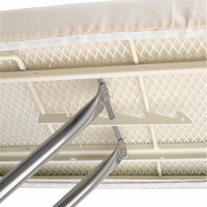 Brabantia Size B Ironing Board (49x15 in) 7 Height Options, Adjustable Steam Iron Rest Holder (Ecru) Non-Slip Feet, Anti-Collapse Child Locks