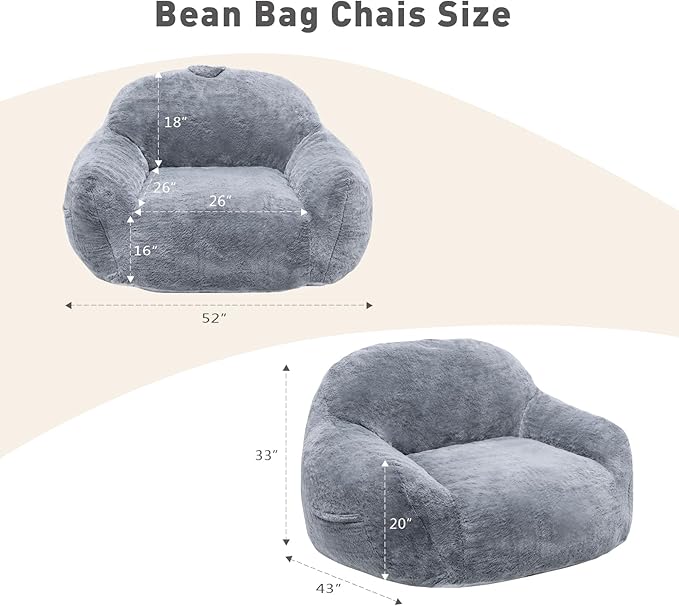 Giant Bean Bag Chair, Oversized Bean Bag Chairs for Adults and Kids, Gaming Chair Stuffed Memory Foam | Storage | Non-Slip, Removable Bean Bag Sofa Comfy Chair for Bedroom, Livingroom