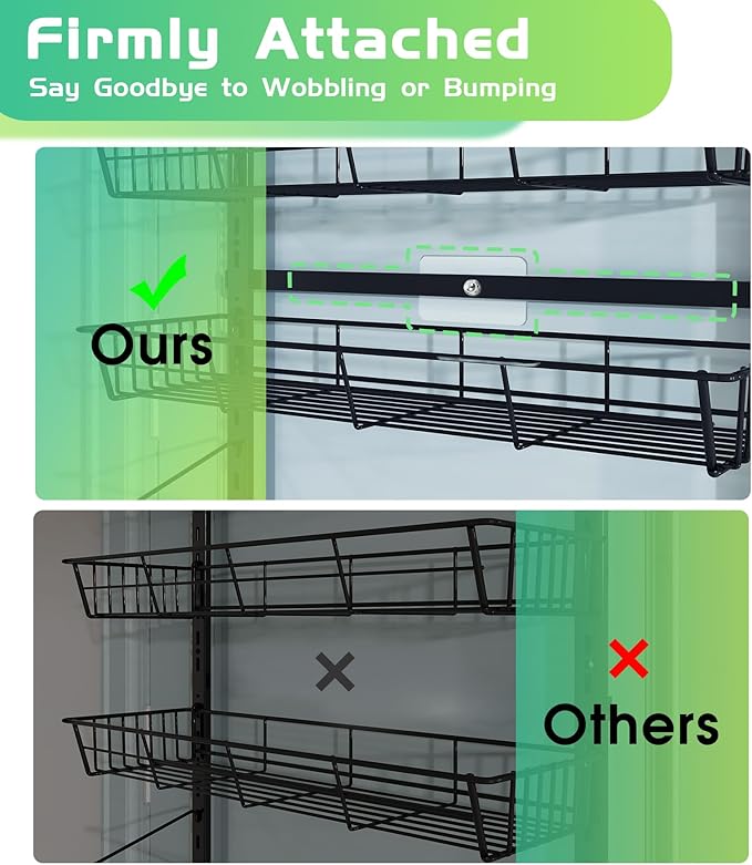 10-Tier Over The Door Pantry Organizer, Pantry Organization and Storage, Black Metal Hanging Adjustable Basket, Wall Spice Rack Seasoning Shelves, Home & Kitchen Essentials