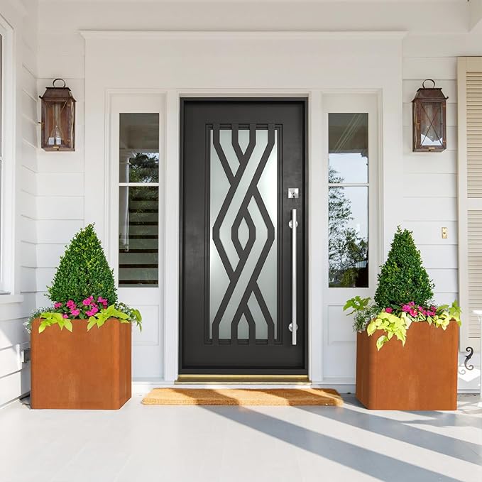 Corten Steel Large Square Planter Box 20"x20"x21", Heavy Duty Planter for Commercial and Residential Use