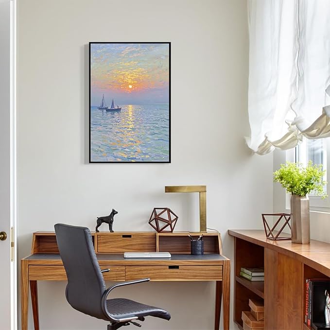 Coastal sailboat scenery poster art decor ocean nautical room decor beautiful sailboat seascape decor suitable for beach villa