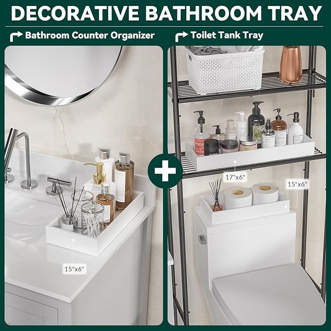 Bamboo Drawer Organizer, Cutlery Silverware Organizer for Kitchen Drawer, Stackable Utensil Organizer, 2 Pcs Flatware Organizer for Drawer, Wooden Storage Box Tray (White, 12 X 6 X 2 Inch)